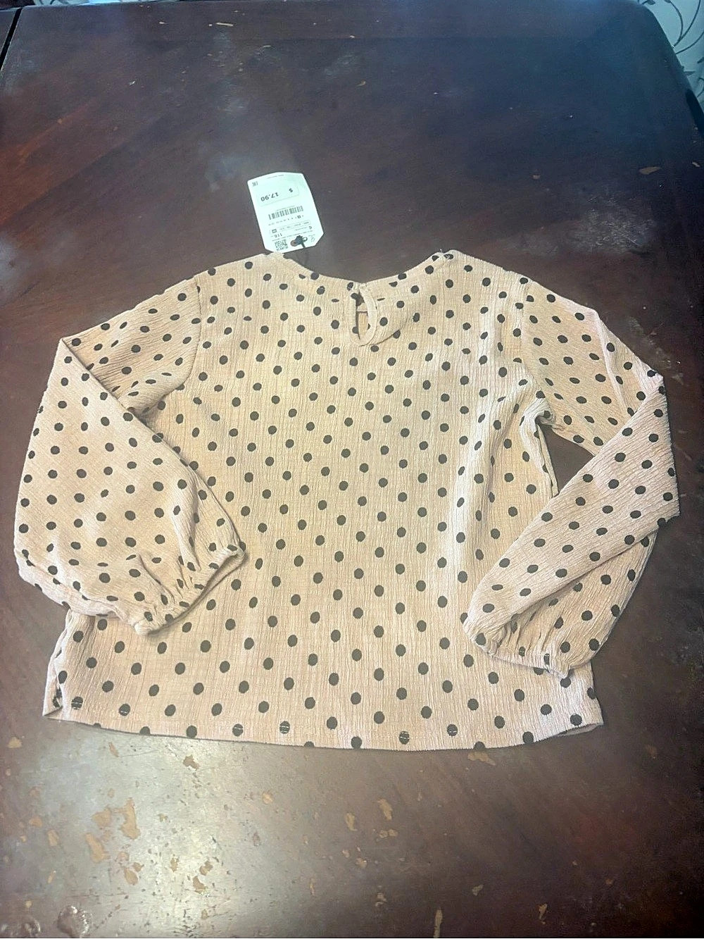 Zara Kids Girls Polka Dot Blouse Pink Size 6 NWT